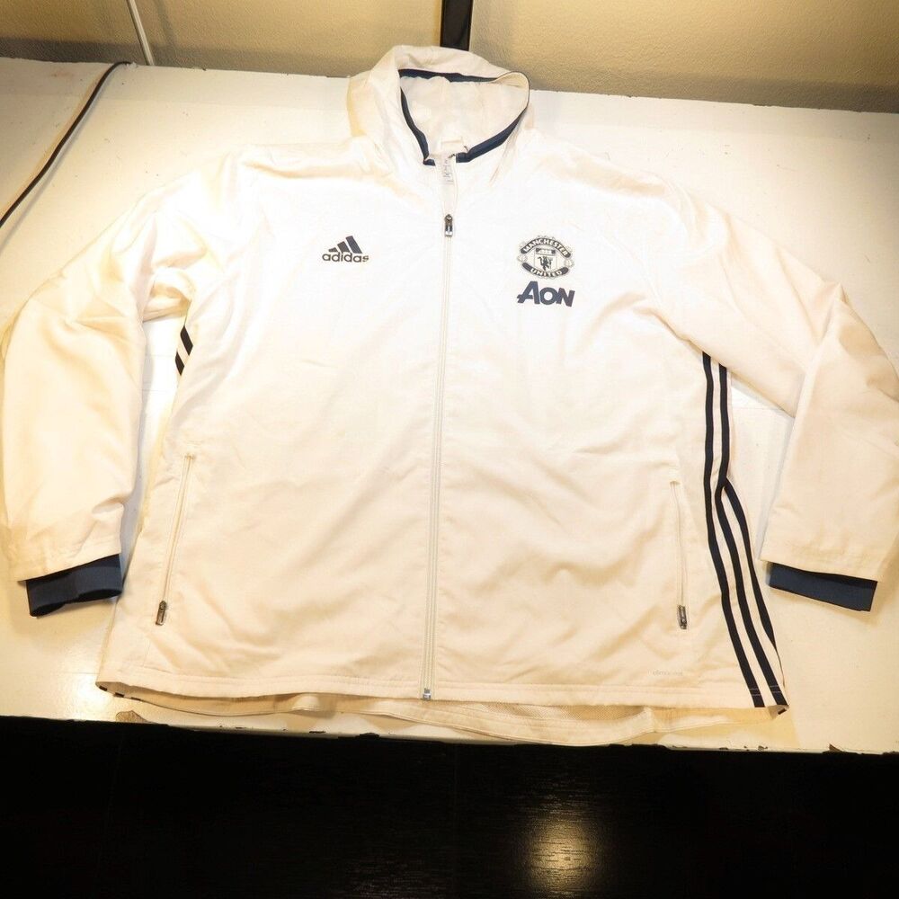 MANCHESTER UNITED FOOTBALL FC SOCCER TRAINING HOODIE JACKET Mens XXL ADIDAS